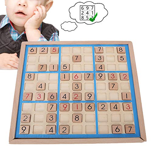 Weiyiroty Madera Tablero Sudoku Entrenamiento LóGica Tablero, Razonamiento Ajedrez Pensamiento NuméRico Juego Acertijo MatemáTico Juguetes con Cajones para Principiantes Maestros Regalo para NiñOs