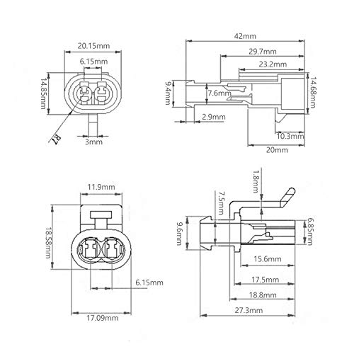 WEKON 10pcs Conector Rápido Electrónico, Conector de Cable Impermeable, Enchufe Estanco, Conector Electrónico 2 Pin PA66 Macho/Hembra 100% Ignífugo Impermeable para Faros Luz LED Coche Barco Moto