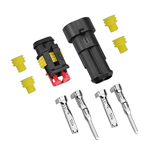 WEKON 10pcs Conector Rápido Electrónico, Conector de Cable Impermeable, Enchufe Estanco, Conector Electrónico 2 Pin PA66 Macho/Hembra 100% Ignífugo Impermeable para Faros Luz LED Coche Barco Moto