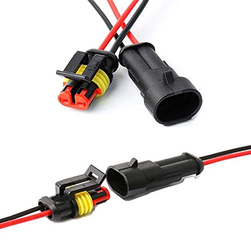 WEKON 10pcs Conector Rápido Electrónico, Conector de Cable Impermeable, Enchufe Estanco, Conector Electrónico 2 Pin PA66 Macho/Hembra 100% Ignífugo Impermeable para Faros Luz LED Coche Barco Moto