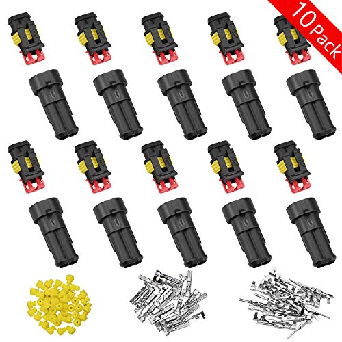 WEKON 10pcs Conector Rápido Electrónico, Conector de Cable Impermeable, Enchufe Estanco, Conector Electrónico 2 Pin PA66 Macho/Hembra 100% Ignífugo Impermeable para Faros Luz LED Coche Barco Moto