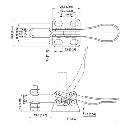 WEKON 6pcs Abrazadera de Palanca, Abrazadera de Palanca de Sujeción Vertical, Abrazadera Push Pull Horizontal, Abrazadera de Palanca Manual Horizontal GH-201 Ángulo 90 Acero Inoxidable Grueso