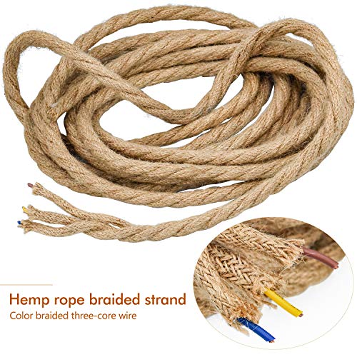 WEKON Cable de Luz Vintage, Cable Eléctrico de Lino, Cable de Alimentación para Lámpara Colgante, Cable Eléctrico Tenzada 5M Núcleo 0.75MM²Cobre y Cáñamo para Lámpara de Techo Industrial WEKON Cable de Luz Vintage, Cable Eléctrico de Lino, Cable de Alimentación para Lámpara Colgante, Cable Eléctrico Tenzada 5M Núcleo 0.75MM²Cobre y Cáñamo para Lámpara de Techo Industrial