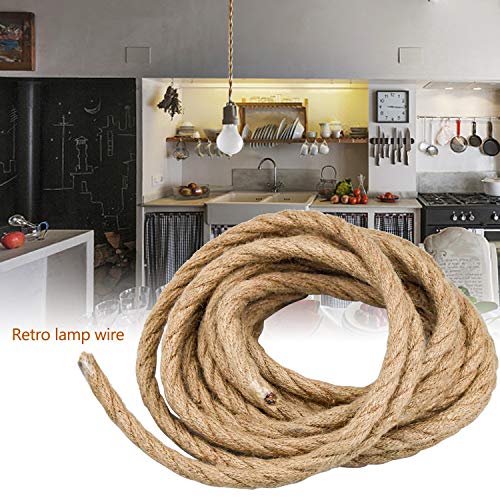 WEKON Cable de Luz Vintage, Cable Eléctrico de Lino, Cable de Alimentación para Lámpara Colgante, Cable Eléctrico Tenzada 5M Núcleo 0.75MM²Cobre y Cáñamo para Lámpara de Techo Industrial WEKON Cable de Luz Vintage, Cable Eléctrico de Lino, Cable de Alimentación para Lámpara Colgante, Cable Eléctrico Tenzada 5M Núcleo 0.75MM²Cobre y Cáñamo para Lámpara de Techo Industrial