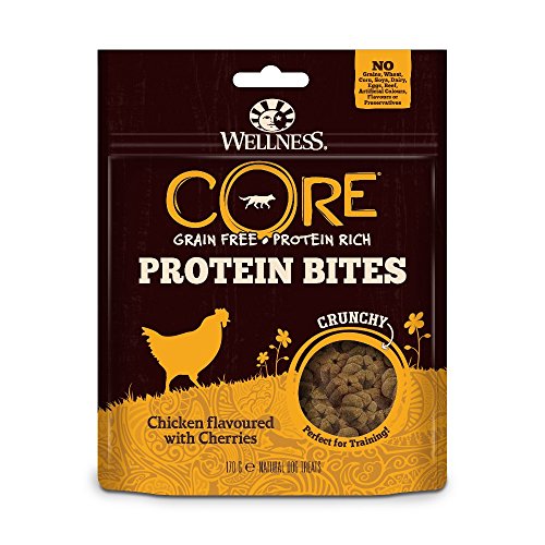 Wellness Core Perro proteína Bites Crunchy Cereales Libre Fuga erli, Pollo con Cerezas, 2 Unidades (2 x 170 g)