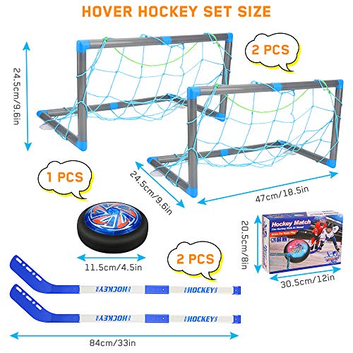 welltop Hover Hockey Set Toys, Hovering Hockey Game con 2 Objetivos y Luces LED, Regalos de fútbol aéreo de Interior para 3 4 5 6 7 8 9 años Niños welltop Hover Hockey Set Toys, Hovering Hockey Game con 2 Objetivos y Luces LED, Regalos de fútbol aéreo de Interior para 3 4 5 6 7 8 9 años Niños