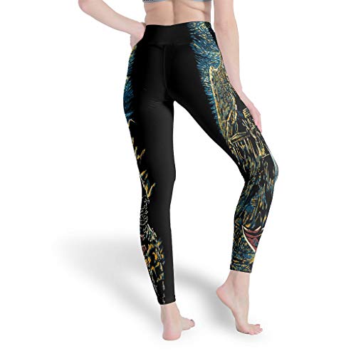 WellWellWell Starry Olympus - Pantalones de yoga para mujer, leggings de deporte estampados, multicolor, para exteriores, color blanco