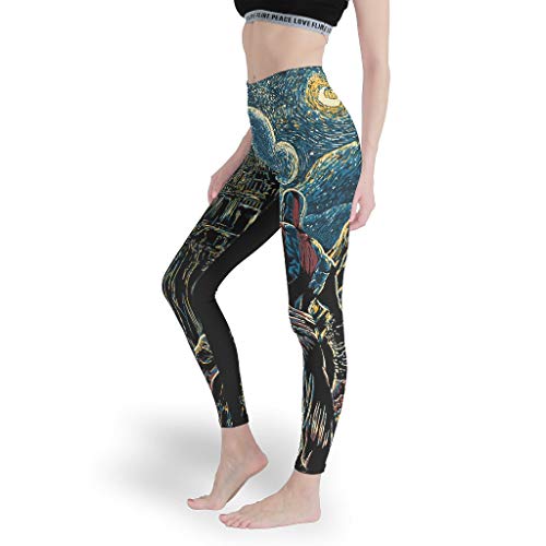 WellWellWell Starry Olympus - Pantalones de yoga para mujer, leggings de deporte estampados, multicolor, para exteriores, color blanco