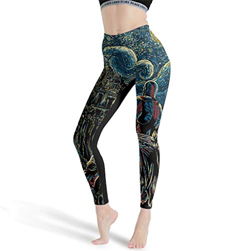 WellWellWell Starry Olympus - Pantalones de yoga para mujer, leggings de deporte estampados, multicolor, para exteriores, color blanco