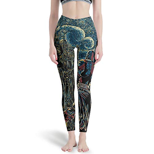 WellWellWell Starry Olympus - Pantalones de yoga para mujer, leggings de deporte estampados, multicolor, para exteriores, color blanco