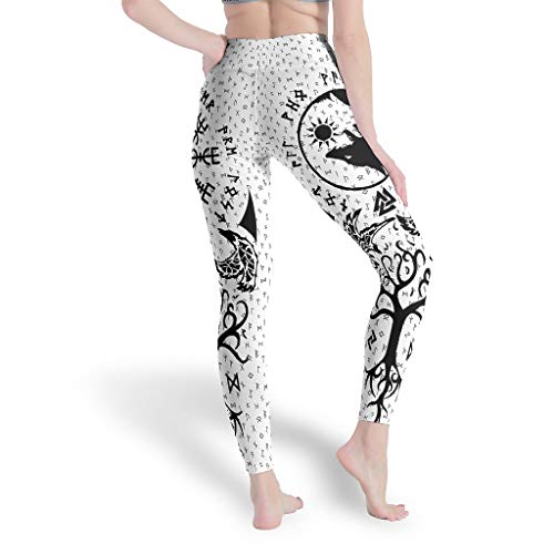 WellWellWell Vikings - Pantalones de yoga para mujer, diseño de cuervos, Yin Yang Wolf