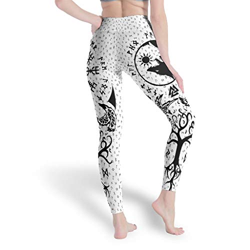 WellWellWell Vikings - Pantalones de yoga para mujer, diseño de cuervos, Yin Yang Wolf
