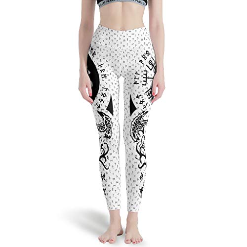 WellWellWell Vikings - Pantalones de yoga para mujer, diseño de cuervos, Yin Yang Wolf