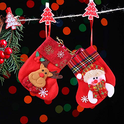 WELLXUNK Calcetín de Navidad,8 pcs Medias de Navidad Bolsa de Regalo,para Bolsa de Regalo de Saco de Navidad para la decoración del árbol Calcetín de decoración navideña para llenar y Colgar