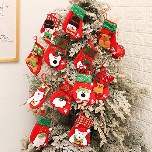 WELLXUNK Calcetín de Navidad,8 pcs Medias de Navidad Bolsa de Regalo,para Bolsa de Regalo de Saco de Navidad para la decoración del árbol Calcetín de decoración navideña para llenar y Colgar