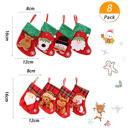 WELLXUNK Calcetín de Navidad,8 pcs Medias de Navidad Bolsa de Regalo,para Bolsa de Regalo de Saco de Navidad para la decoración del árbol Calcetín de decoración navideña para llenar y Colgar