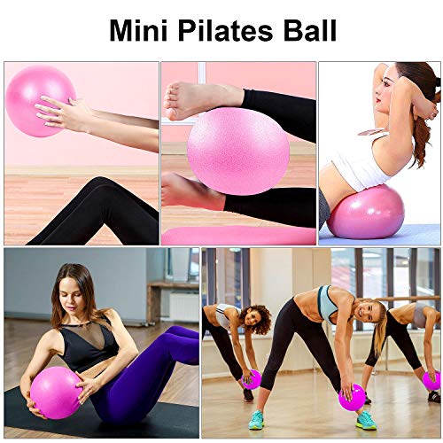 WELLXUNK® Pelota Ejercicio Pilates, Mini Pelota de Ejercicio de 25cm, Pilates Pelota Equilibrio, Deportiva Fitness Pelota de Entrenamiento Antiexplosión y Antideslizante, para Yoga, Pilates (Rosado)