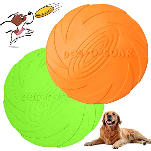 WELLXUNK Perros interactivos Frisbee, 2 Pcs Frisbee Perro, Juguete de Disco Volador para Perro, para Adiestramiento de Perros Juguetes de Tiro, Captura y Juego (L)