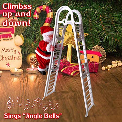 WELLXUNK® Santa Claus subiendo la Escalera, muñeco de Peluche de Santa Claus de Doble Pista Creativo eléctrico Mejorado con música, decoración de la Puerta de la Familia de la Fiesta de Navidad WELLXUNK® Santa Claus subiendo la Escalera, muñeco de Peluche de Santa Claus de Doble Pista Creativo eléctrico Mejorado con música, decoración de la Puerta de la Familia de la Fiesta de Navidad