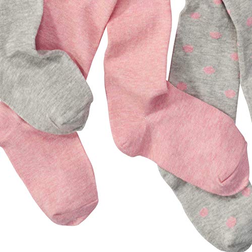 WELLYOU leotardos para bebés/niños, medias para niñas, juego de tres pantimedias para niñas, color rosa y gris con puntos. Tallas 62-146 (110-116)