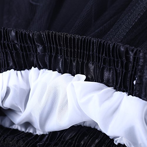WELROG Falda Corta de tutú de Ballet para Mujer - Falda de Burbuja para Adultos de Enagua Vintage elástica (Negra #1, L)