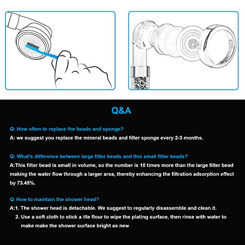 Wemk Alcachofa Ducha, Alta Presión Filtro Ducha, Capacidad del Filtro Aumenta en un 73%, Viene con un Paquete de Esferas Minerales y 2 Esponjas de Filtro para Reemplazo