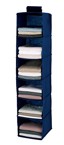 Wenko Air Organizador de Ropa Colgante 6 Compartimentos, Polipropileno, Azul, 30x30x120 cm