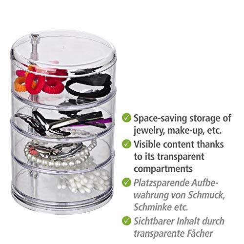 WENKO Organizador cosmética Torre transparente - 4 compartimentos, Acrílico, 11.5 x 17.5 x 11.5 cm, Transparente WENKO Organizador cosmética Torre transparente - 4 compartimentos, Acrílico, 11.5 x 17.5 x 11.5 cm, Transparente