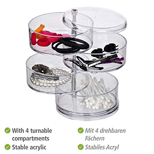 WENKO Organizador cosmética Torre transparente - 4 compartimentos, Acrílico, 11.5 x 17.5 x 11.5 cm, Transparente WENKO Organizador cosmética Torre transparente - 4 compartimentos, Acrílico, 11.5 x 17.5 x 11.5 cm, Transparente