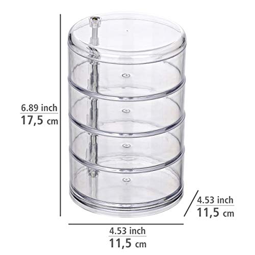 WENKO Organizador cosmética Torre transparente - 4 compartimentos, Acrílico, 11.5 x 17.5 x 11.5 cm, Transparente WENKO Organizador cosmética Torre transparente - 4 compartimentos, Acrílico, 11.5 x 17.5 x 11.5 cm, Transparente