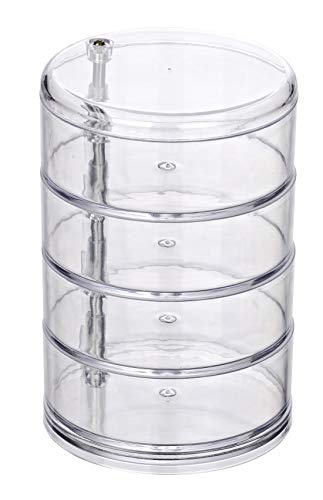 WENKO Organizador cosmética Torre transparente - 4 compartimentos, Acrílico, 11.5 x 17.5 x 11.5 cm, Transparente