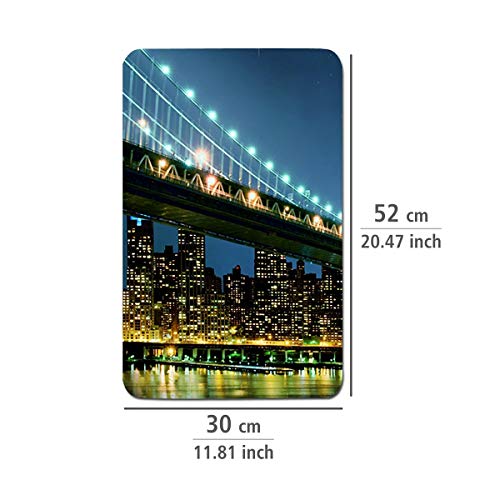 WENKO Placas cobertoras de vidrio universales Brooklyn Bridge, juego de 2 piezas para todos los tipos de cocinas, Vidrio endurecido, 30 x 52 cm, Multicolor