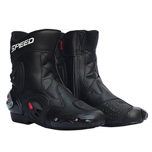 Wensa Botas de Moto Motociclista de Velocidad, Botas de Motocross, Antideslizantes Zapatos de la Motocicleta Calzado Impermeable de los Hombres Suaves,A,41