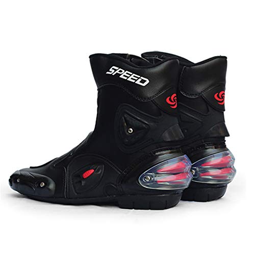 Wensa Botas de Moto Motociclista de Velocidad, Botas de Motocross, Antideslizantes Zapatos de la Motocicleta Calzado Impermeable de los Hombres Suaves,A,41