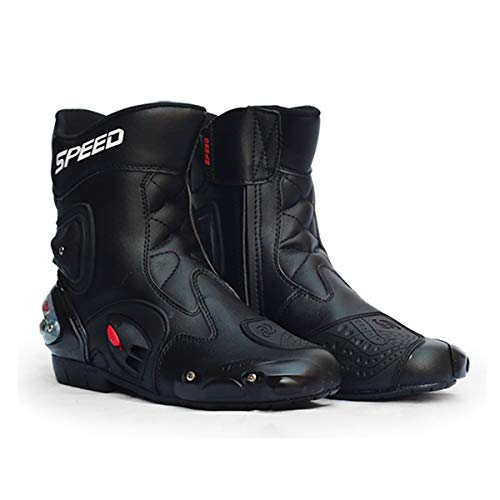 Wensa Botas de Moto Motociclista de Velocidad, Botas de Motocross, Antideslizantes Zapatos de la Motocicleta Calzado Impermeable de los Hombres Suaves,A,41