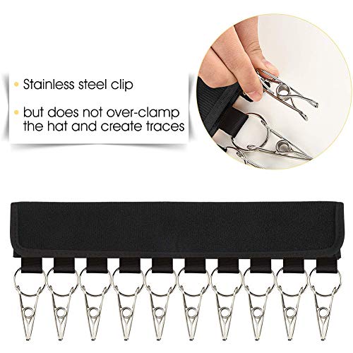 WENTS Organizador de Gorras para Sombrero 2PCS Organizador de Gorras Soporte portátil para Gorra de béisbol con 10 Clips de Sombrero de Acero Inoxidable Negro WENTS Organizador de Gorras para Sombrero 2PCS Organizador de Gorras Soporte portátil para Gorra de béisbol con 10 Clips de Sombrero de Acero Inoxidable Negro