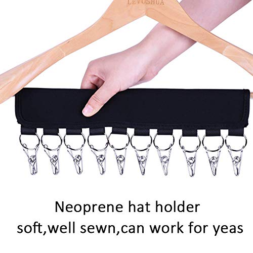 WENTS Organizador de Gorras para Sombrero 2PCS Organizador de Gorras Soporte portátil para Gorra de béisbol con 10 Clips de Sombrero de Acero Inoxidable Negro