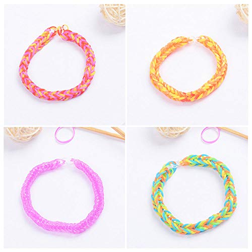 Wenxiaw Telar Kit de Pulseras Gomas para Hacer Pulseras Tejer para Niños Juguete Pulseras Gomas Elasticas Bandas de Goma del Arco Iris Juego Creativo para Niños 600 Bandas Trenzadas 12 Colores