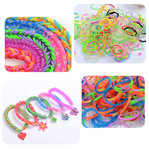 Wenxiaw Telar Kit de Pulseras Gomas para Hacer Pulseras Tejer para Niños Juguete Pulseras Gomas Elasticas Bandas de Goma del Arco Iris Juego Creativo para Niños 600 Bandas Trenzadas 12 Colores