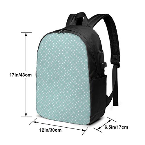 WEQDUJG Mochila Portatil 17" Pulgadas Mochila Hombre Mujer con Puerto USB, Elíptica Circular Minimalista Mochila para El Laptop para Ordenador del Trabajo Viaje