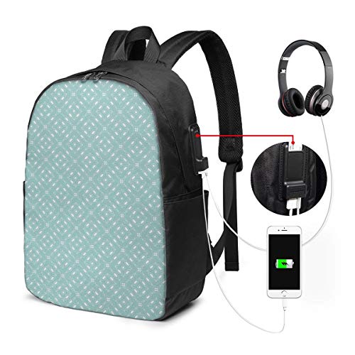 WEQDUJG Mochila Portatil 17" Pulgadas Mochila Hombre Mujer con Puerto USB, Elíptica Circular Minimalista Mochila para El Laptop para Ordenador del Trabajo Viaje