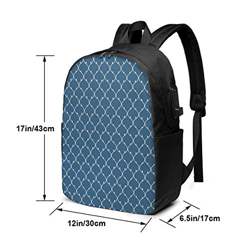 WEQDUJG Mochila Portatil 17" Pulgadas Mochila Hombre Mujer con Puerto USB, Líneas Curvas Que Forman elíptica Mochila para El Laptop para Ordenador del Trabajo Viaje