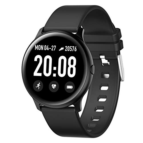 WEQQ Reloj Inteligente KW19 para Mujer, Monitor de frecuencia cardíaca, Reloj Deportivo para Hombres en Varios Idiomas (Negro)