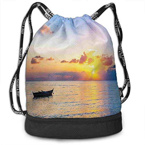 werert Sun Rising Over Ocean On Maldivas Fitness Bolsa de Deporte con cordón para Hombres y Mujeres werert Sun Rising Over Ocean On Maldivas Fitness Bolsa de Deporte con cordón para Hombres y Mujeres