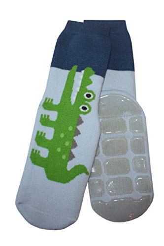 Weri Spezials Calcetines para bebé y niños con tope ABS antideslizante, diseño de cocodrilo, color azul claro azul claro 31 cm-34 cm