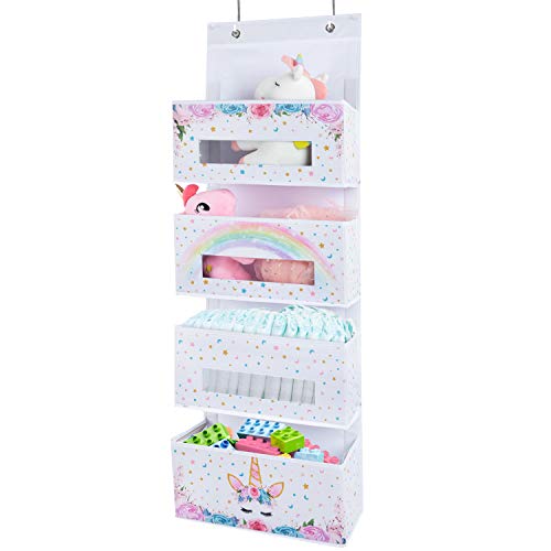 WERNNSAI Mágico Unicornio Organizador de Puerta - Organizador Colgante con 4 Bolsillos Grandes Estantes Colgantes Organizador Colgante de Pared para bebé Muchachas Juguete Pañal Armario Organizadores WERNNSAI Mágico Unicornio Organizador de Puerta - Organizador Colgante con 4 Bolsillos Grandes Estantes Colgantes Organizador Colgante de Pared para bebé Muchachas Juguete Pañal Armario Organizadores