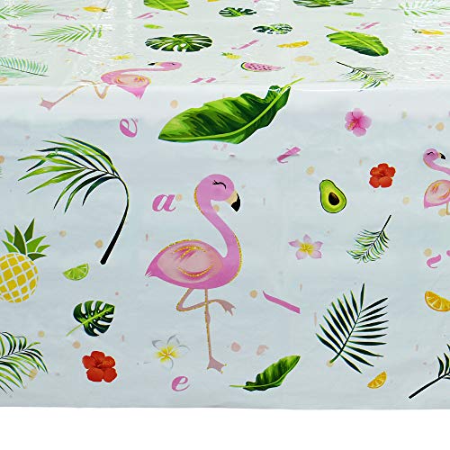 WERNNSAI Mantel Rosa de Fiesta Flamenco - 110 x 180cm Ananas Tablecloth Desechable Plastico, Suministros de Fiesta para Niña Picnic Decoraciones de Cumpleaños