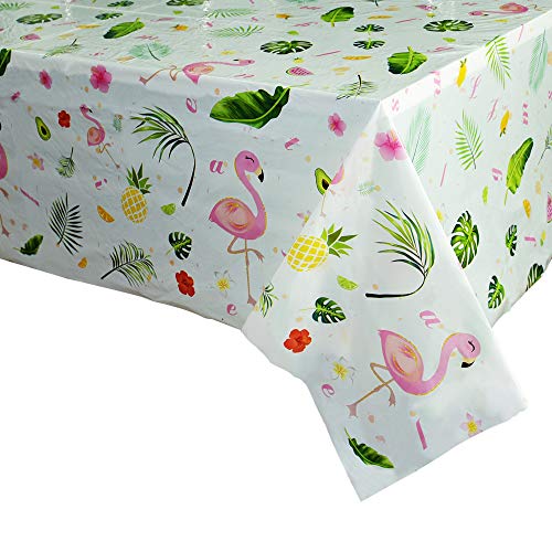 WERNNSAI Mantel Rosa de Fiesta Flamenco - 110 x 180cm Ananas Tablecloth Desechable Plastico, Suministros de Fiesta para Niña Picnic Decoraciones de Cumpleaños