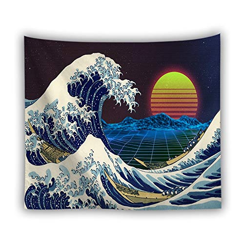WERT Tapiz de Agua de mar de Onda de Dibujos Animados, Tapiz de Mandala, decoración del hogar Indio, Tapiz de Pared, Tela de Fondo A1 73x95cm WERT Tapiz de Agua de mar de Onda de Dibujos Animados, Tapiz de Mandala, decoración del hogar Indio, Tapiz de Pared, Tela de Fondo A1 73x95cm