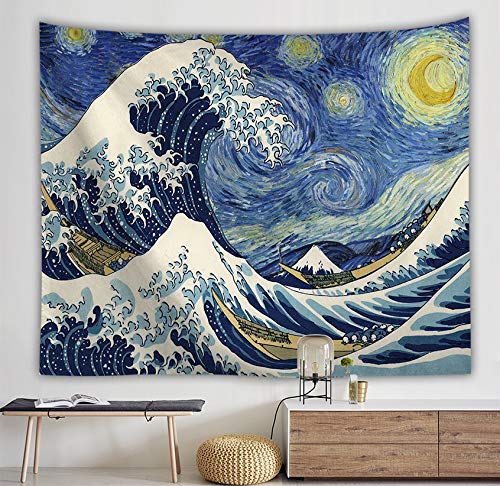 WERT Tapiz de Agua de mar de Onda de Dibujos Animados, Tapiz de Mandala, decoración del hogar Indio, Tapiz de Pared, Tela de Fondo A1 73x95cm WERT Tapiz de Agua de mar de Onda de Dibujos Animados, Tapiz de Mandala, decoración del hogar Indio, Tapiz de Pared, Tela de Fondo A1 73x95cm